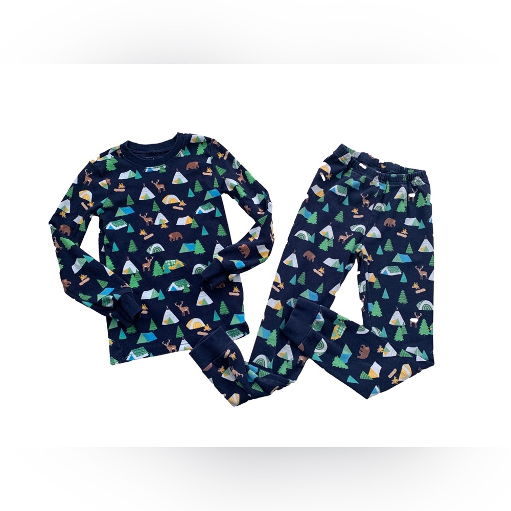 Janie and Jack Kid’s Size 7 Good Night Pajamas In Navy Camp Adventure